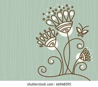 Floral background with butterfly