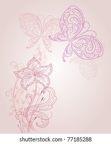 floral background with butterfly