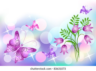 Floral background with butterfly