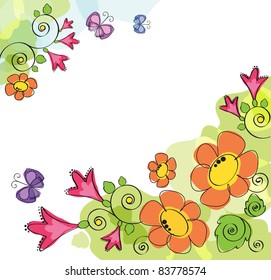 floral background with butterfly