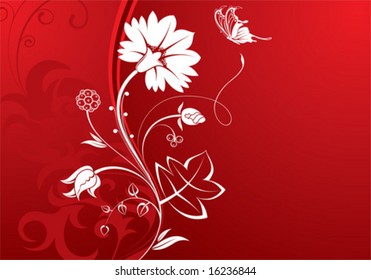Floral background with butterfly, element for design, vector illustration