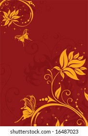 Floral background with butterfly, element for design, vector illustration