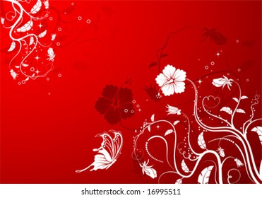 Floral background with butterfly, element for design, vector illustration