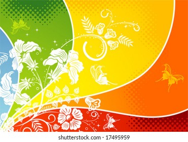 Floral background with butterfly, element for design, vector illustration