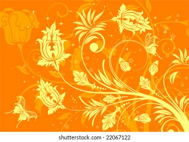 Floral background with butterfly, element for design, vector illustration