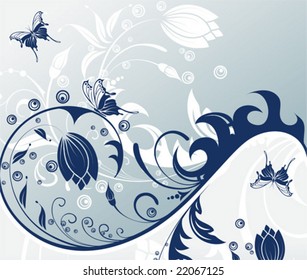 Floral background with butterfly, element for design, vector illustration