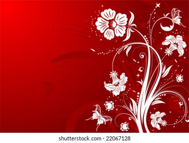 Floral background with butterfly, element for design, vector illustration