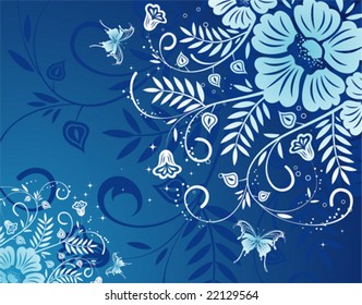Floral background with butterfly, element for design, vector illustration