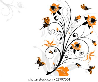 Floral Background with Butterfly, element for design, vector illustration