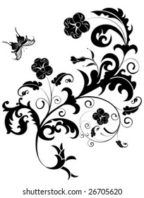 Floral Background with butterfly, element for design, vector illustration