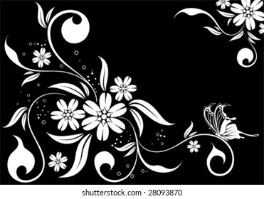 Floral background with butterfly, element for design, vector illustration