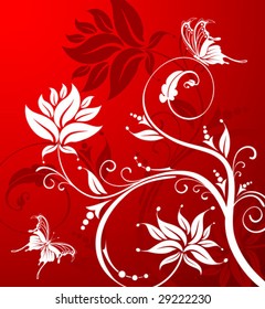 Floral background with butterfly, element for design, vector illustration