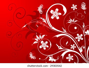 Floral background with butterfly, element for design, vector illustration