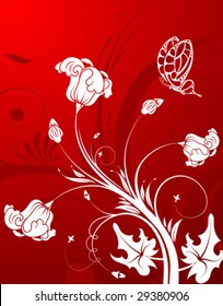 Floral background with butterfly, element for design, vector illustration