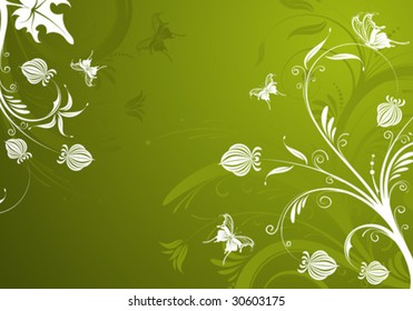 Floral background with butterfly, element for design, vector illustration