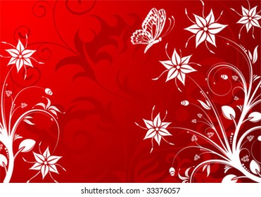 Floral background with butterfly, element for design, vector illustration