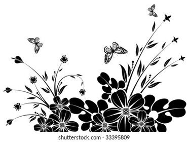 Floral Background with butterfly, element for design, vector illustration