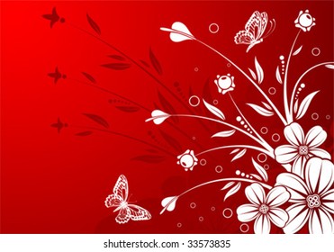 Floral background with butterfly, element for design, vector illustration