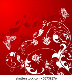 Floral background with butterfly, element for design, vector illustration