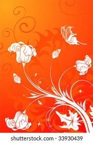 Floral background with butterfly, element for design, vector illustration