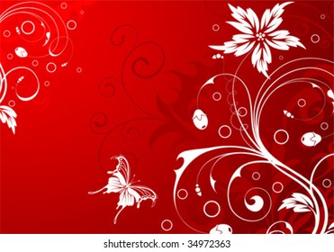 Floral Background with butterfly, element for design, vector illustration