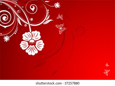 Floral Background with butterfly, element for design, vector illustration