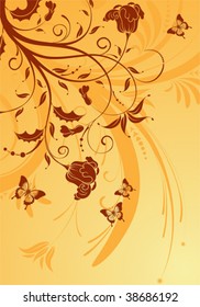 Floral Background with butterfly, element for design, vector illustration