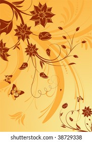 Floral Background with butterfly, element for design, vector illustration