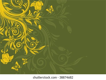 Floral Background with butterfly, element for design, vector illustration