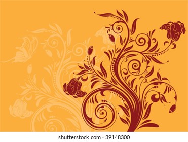 Floral Background with butterfly, element for design, vector illustration