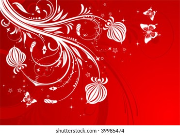 Floral Background with butterfly, element for design, vector illustration