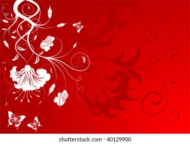 Floral Background with butterfly, element for design, vector illustration