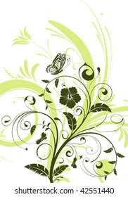 Floral Background with butterfly, element for design, vector illustration