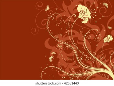 Floral Background with butterfly, element for design, vector illustration