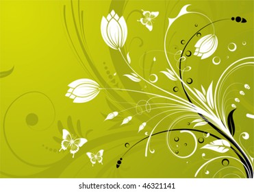 Floral Background with butterfly, element for design, vector illustration