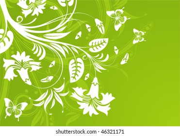Floral Background with butterfly, element for design, vector illustration
