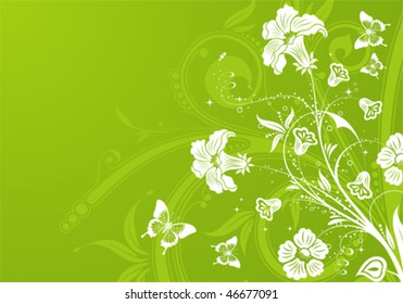 Floral Background with butterfly, element for design, vector illustration