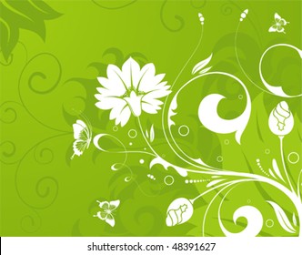 Floral Background with butterfly, element for design, vector illustration