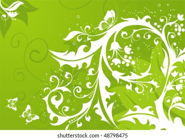 Floral Background with butterfly, element for design, vector illustration