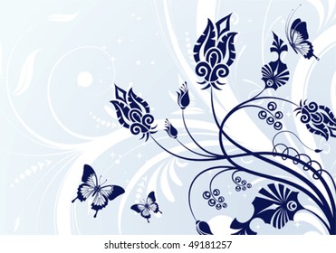 Floral Background with butterfly, element for design, vector illustration