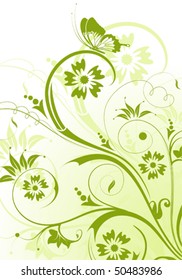Floral Background with butterfly, element for design, vector illustration