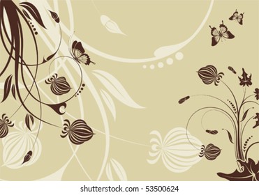 Floral background with butterfly, element for design, vector illustration