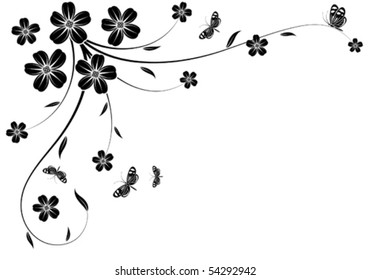 Floral background with butterfly, element for design, vector illustration