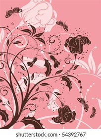 Floral Background with butterfly, element for design, vector illustration