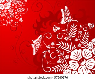 Floral Background with butterfly, element for design, vector illustration