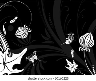 Floral background with butterfly, element for design, vector illustration