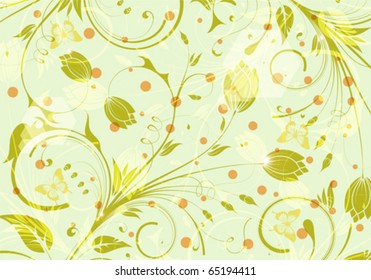 Floral Background with butterfly, element for design, vector illustration