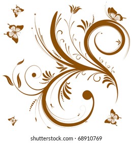 Floral background with butterfly, element for design, vector illustration