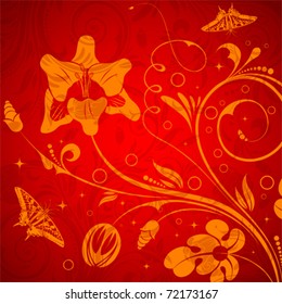 Floral Background with butterfly, element for design, vector illustration