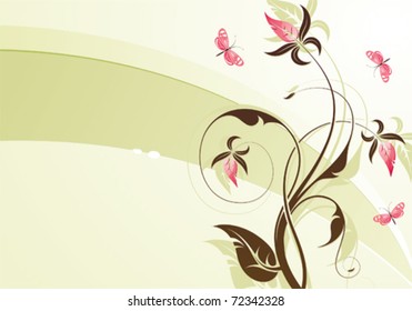 Floral Background with butterfly, element for design, vector illustration